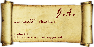 Jancsó Aszter névjegykártya
